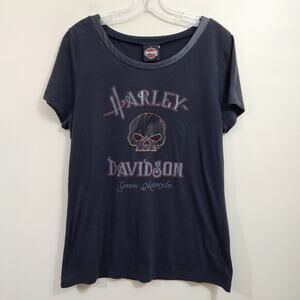 Harley-Davidson skull applique front short sleeve graphic t-shirt woman's size L